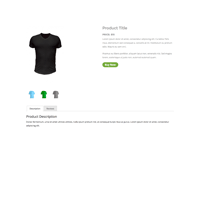 Black basic T-shirt with product details and color options.